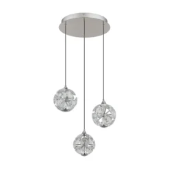Virina LED-riippuvalaisin, Ø 42 cm, läpinäkyvä, kristalli, 3-lamppuinen
