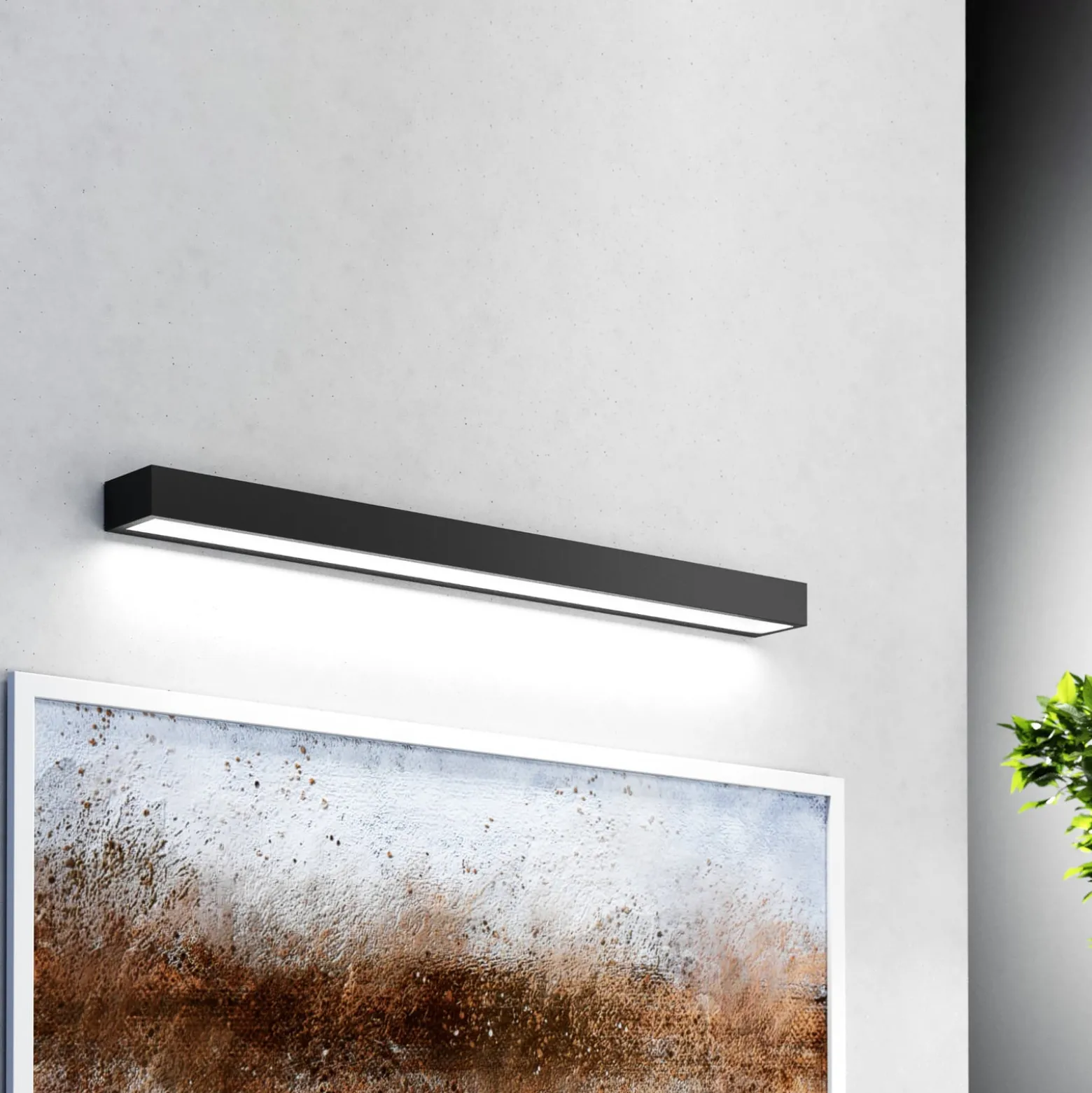 Vola LED-kylpyhuoneen seinävalaisin, IP44, musta, 4000 K, leveys 80 cm