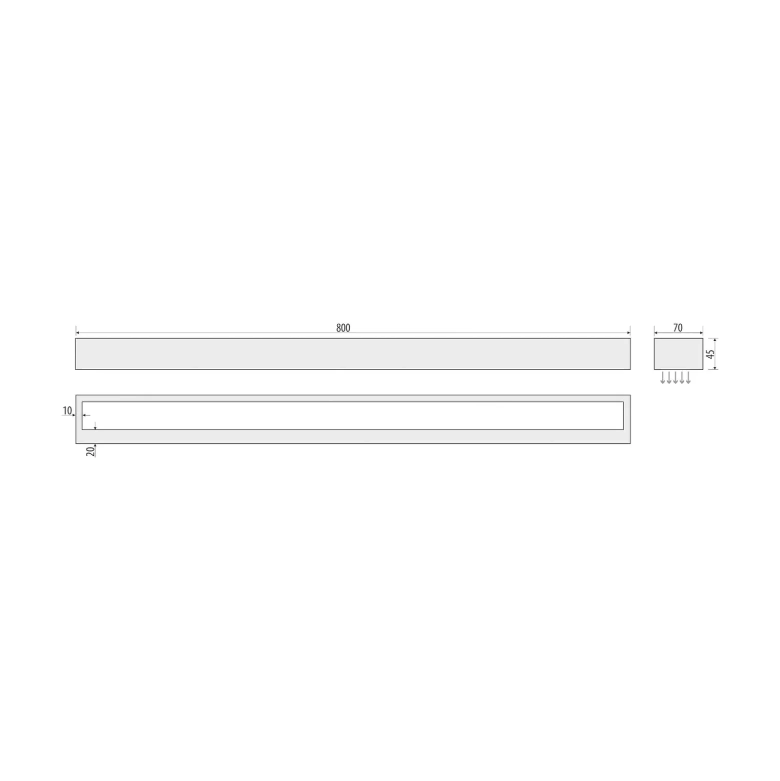 Vola LED-kylpyhuoneen seinävalaisin, IP44, musta, 4000 K, leveys 80 cm