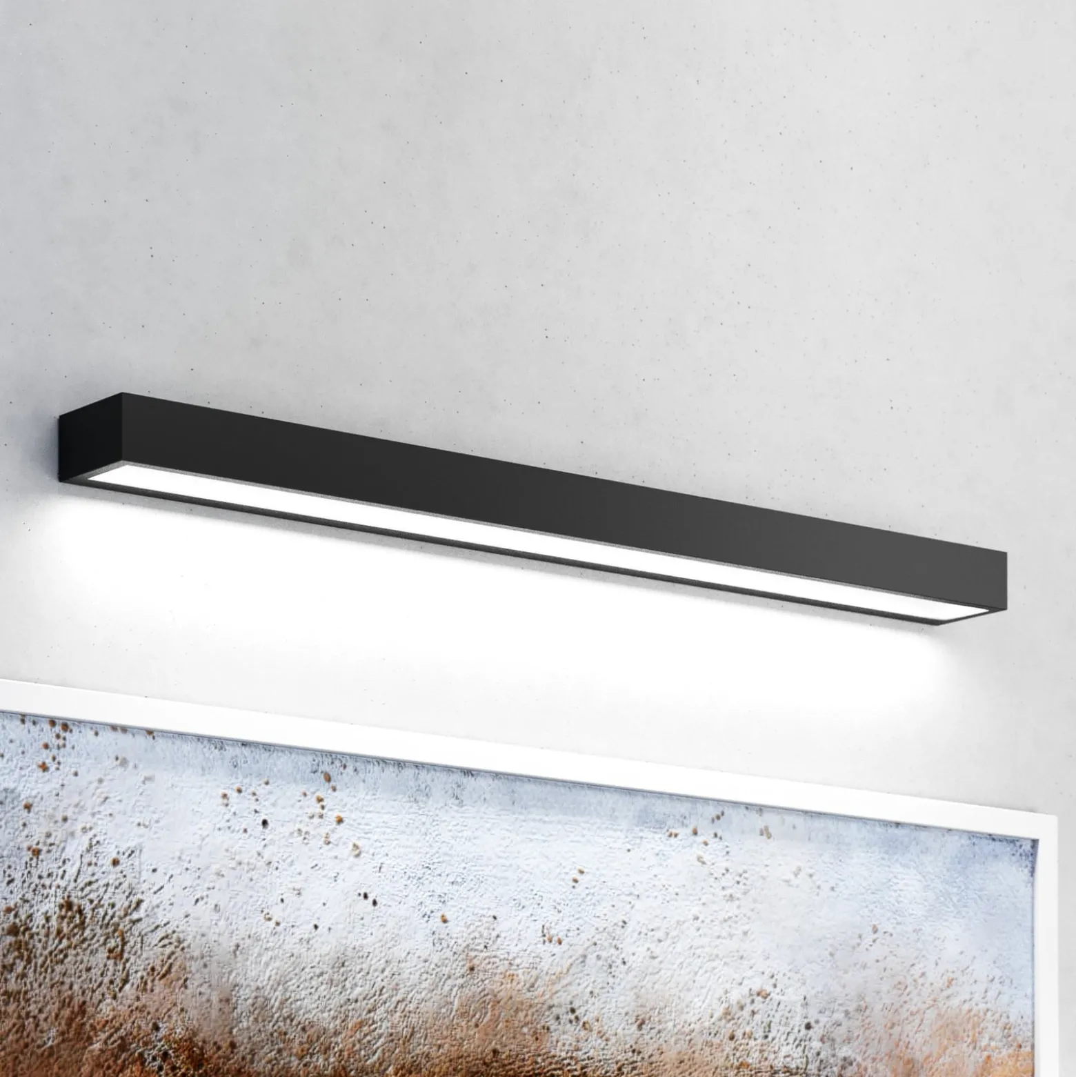 Vola LED-kylpyhuoneen seinävalaisin, IP44, musta, 4000 K, leveys 80 cm