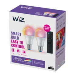 WiZ A60 LED matt WiFi E27 8,5W RGBW kaukosäädin 2 kpl:n sarja