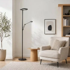 ylöspäin suunnattu LED-valaisin Barrie, lukuvalo, musta mattapintainen