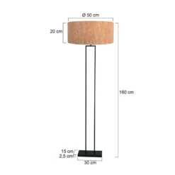 Ylöspäin suunnattu valaisin, musta/ruskea, korkeus 160 cm, korkki