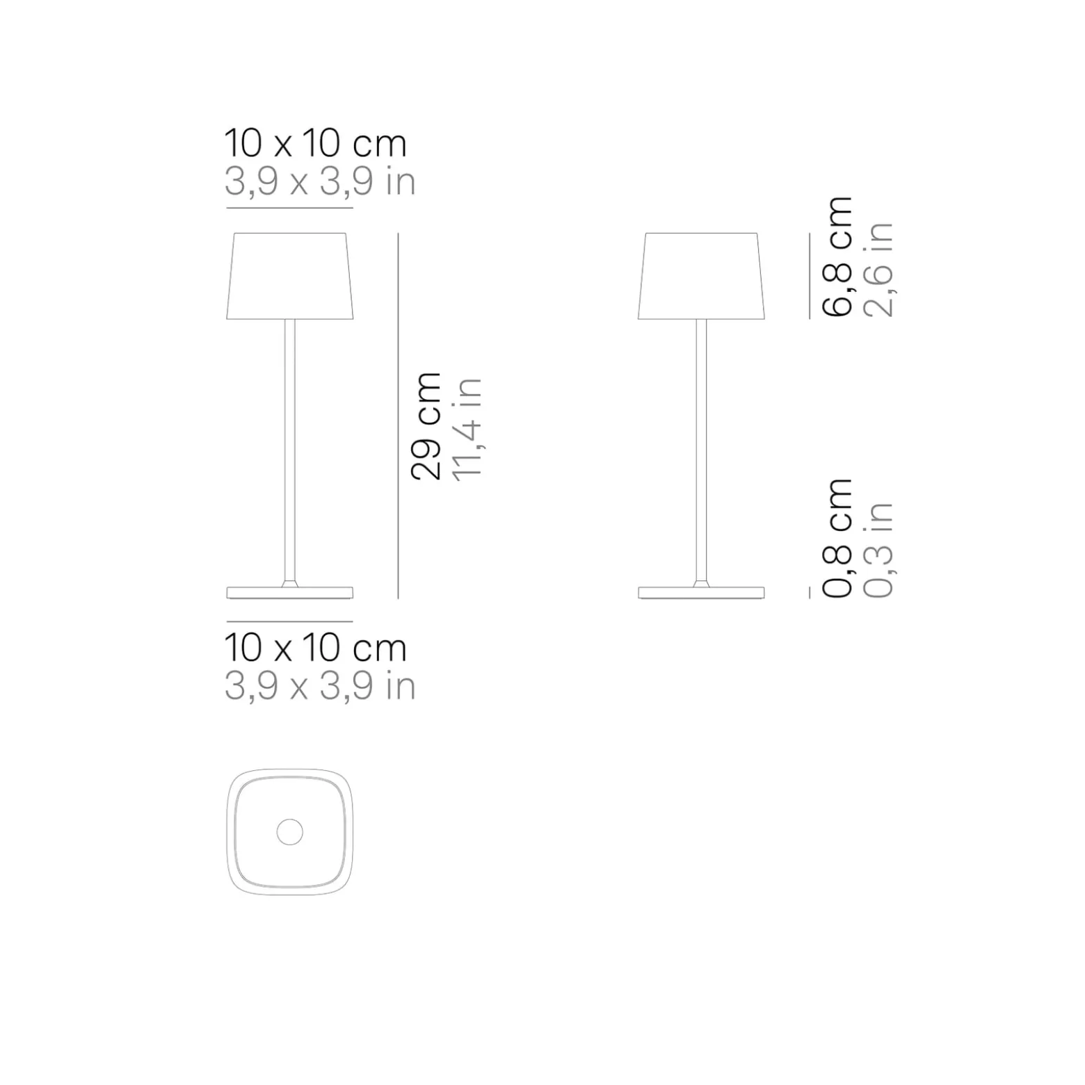 Zafferano Ofelia 3K ladattava pöytävalaisin IP65 harmaa