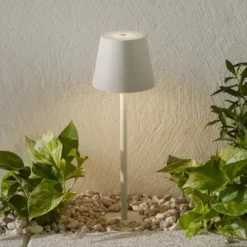Zafferano Poldina LED-maapiikkilamppu, ladattava, harmaa
