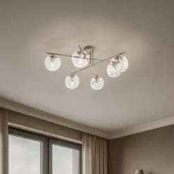 Zoe-kattovalaisin, beige, pituus 72 cm, 6-lamppuinen, lasi, E14